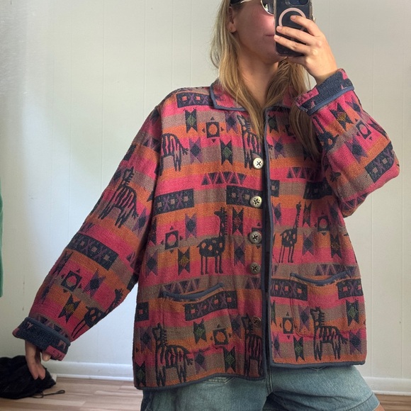 Jane Ashley Jackets & Blazers - Jane Ashley Animal Print Tribal Pink Teddy Jacket Oversized Casual